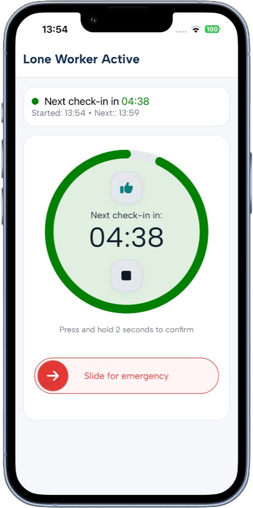 Actieve lone worker monitoring met afteltimer