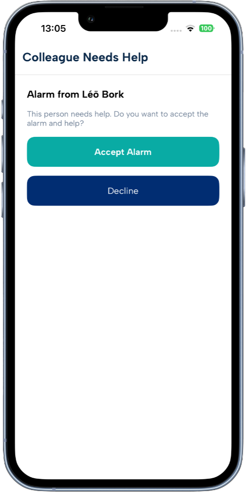Collega ontvangt een lone worker alarmmelding